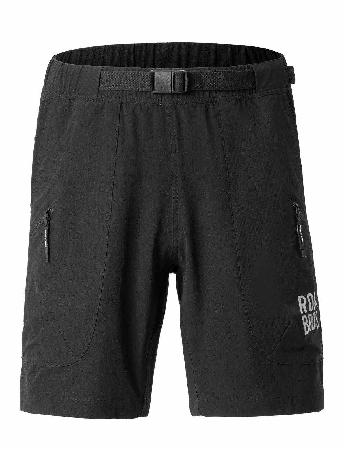 ROCKBROS Pantalones cortos deportivos para hombre Culote de ciclismo - Cinturón magnético de cintura, diseño de 4 bolsillos - Negro / S