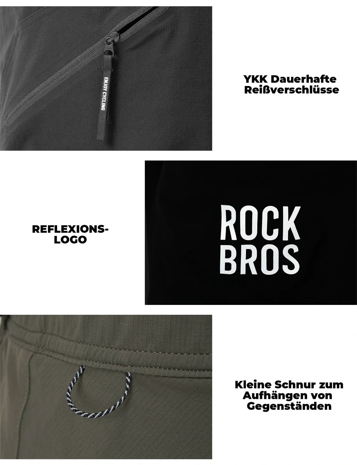 ROCKBROS Pantalones cortos deportivos para hombre Culote de ciclismo - Cinturón magnético de cintura, diseño de 4 bolsillos - Negro / S