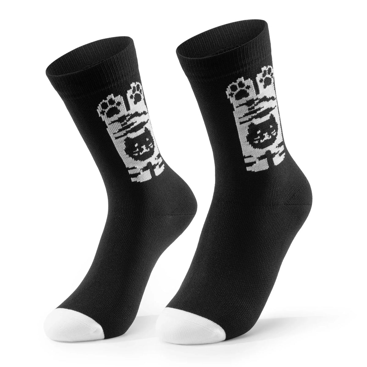 ROCKBROS Calcetines de bicicleta para niños con zonas de compresión antibacterianas 5A, diseño de huellas de gato