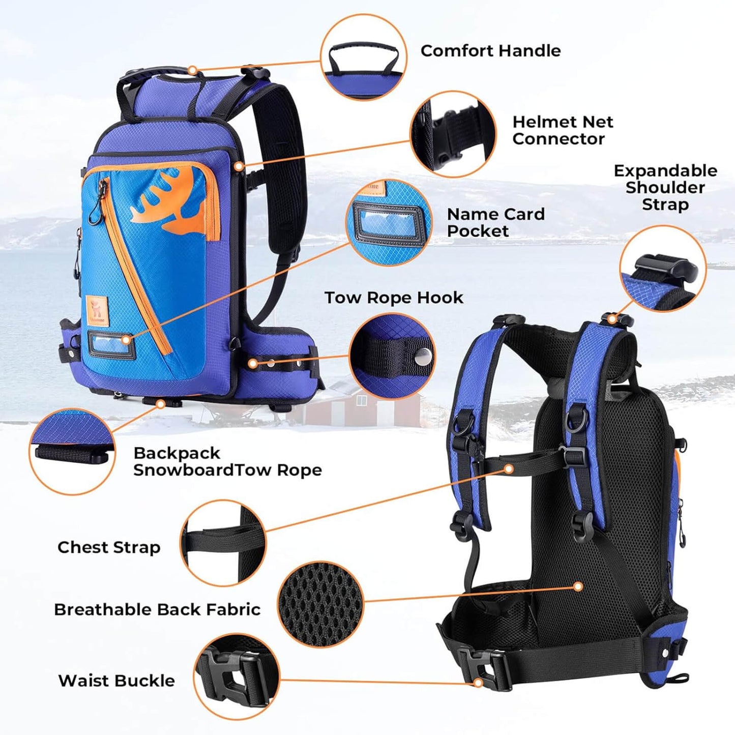 Mochila de entrenamiento de esquí para niños con correa Quanture