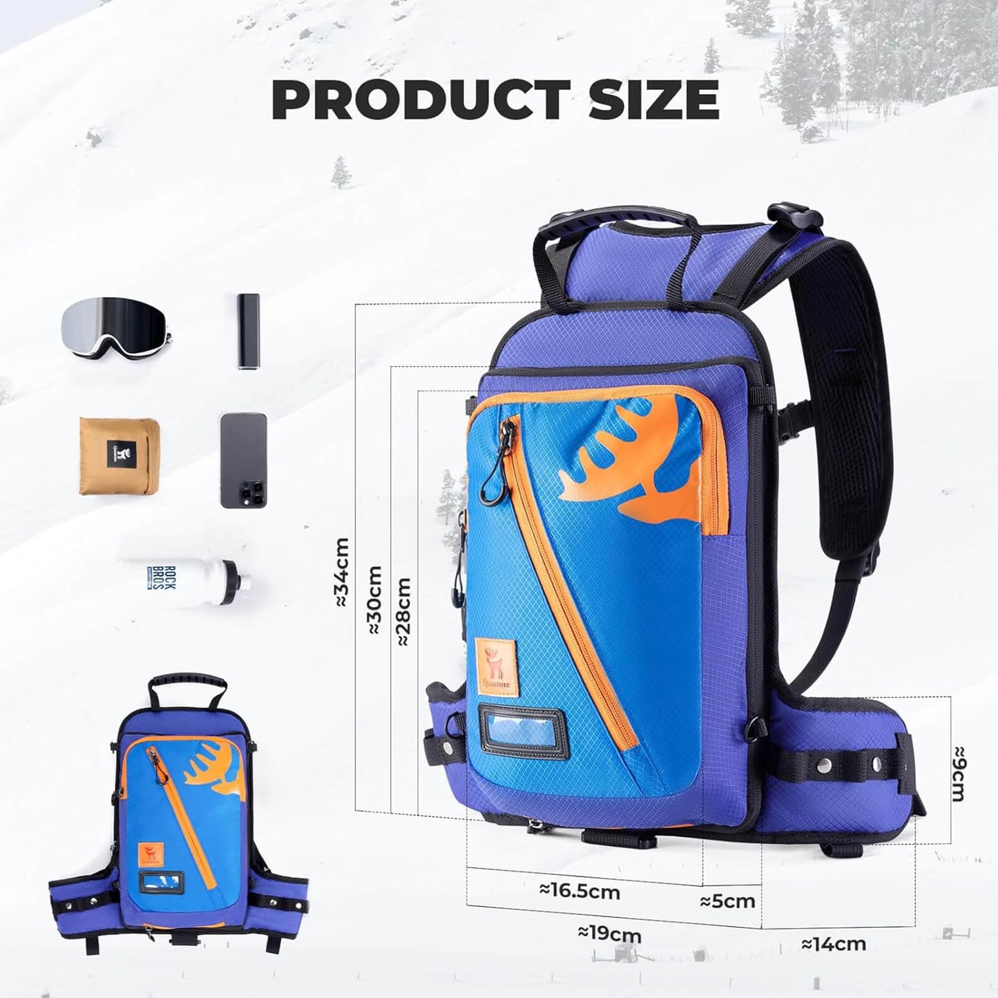 Mochila de entrenamiento de esquí para niños con correa Quanture