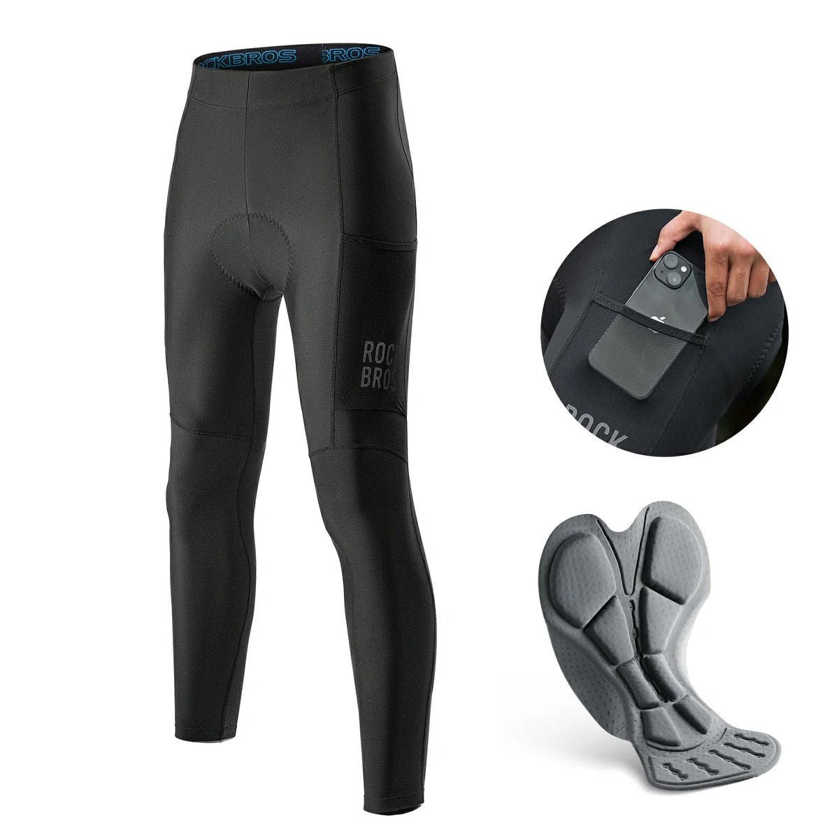 ROCKBROS Pantalón largo de ciclismo para hombre térmico culotte con acolchado 3D
