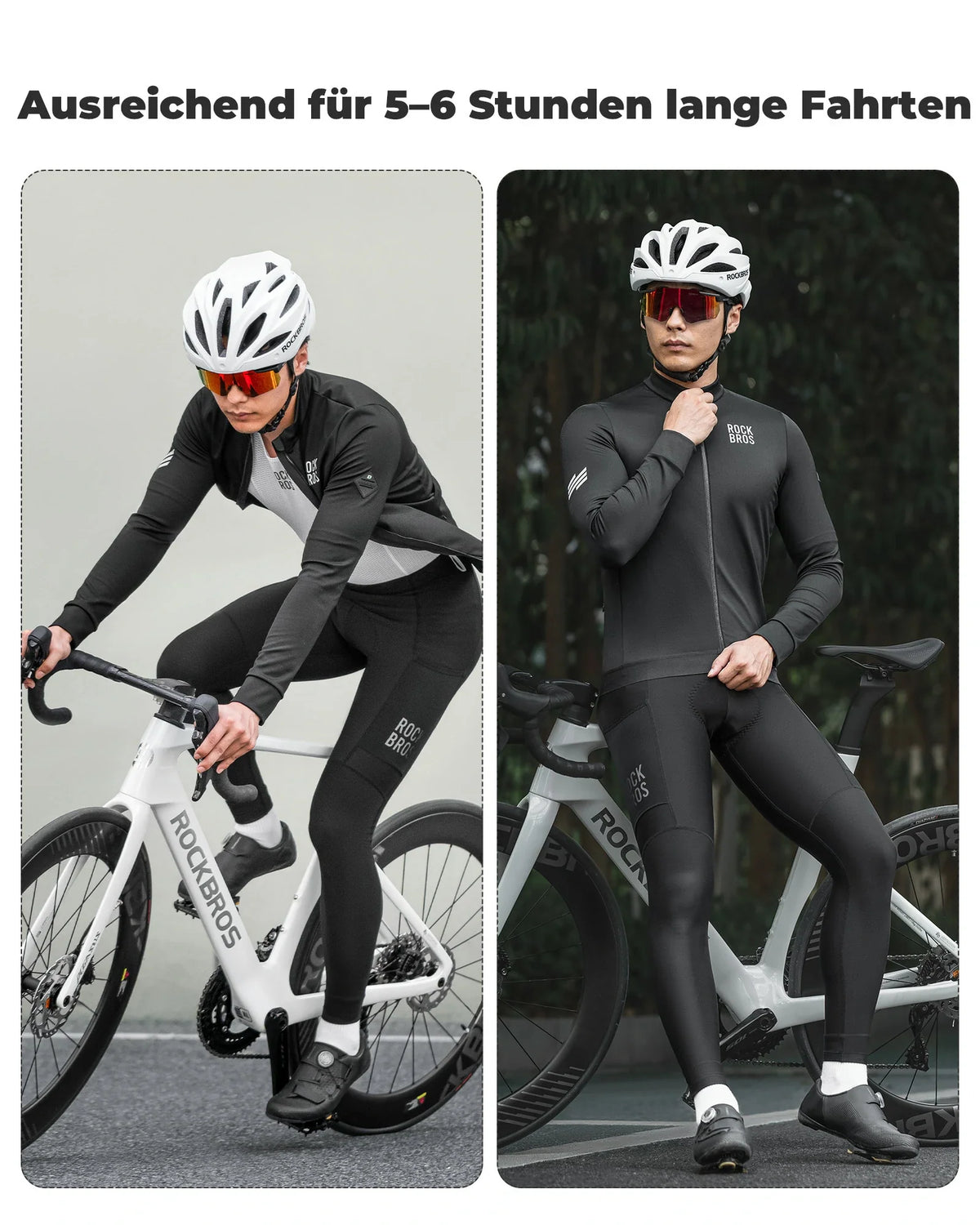 ROCKBROS Pantalón largo de ciclismo para hombre térmico culotte con acolchado 3D