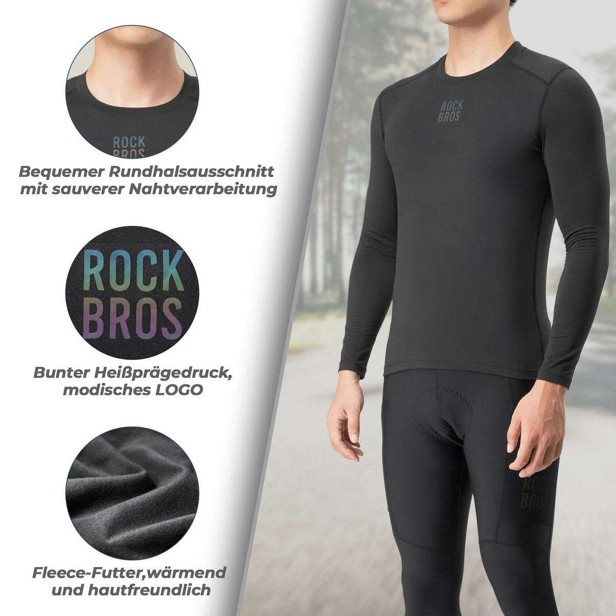 ROCKBROS Jersey de ciclismo de manga larga para hombre, ropa térmica de ciclismo transpirable