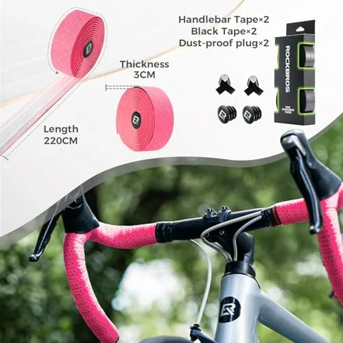 ROCKBROS Cinta de Manillar para Bicicleta de Carretera, 2 Rollos de Cinta de Manillar de Carretera, Super Larga 220cm y Grosor 3mm