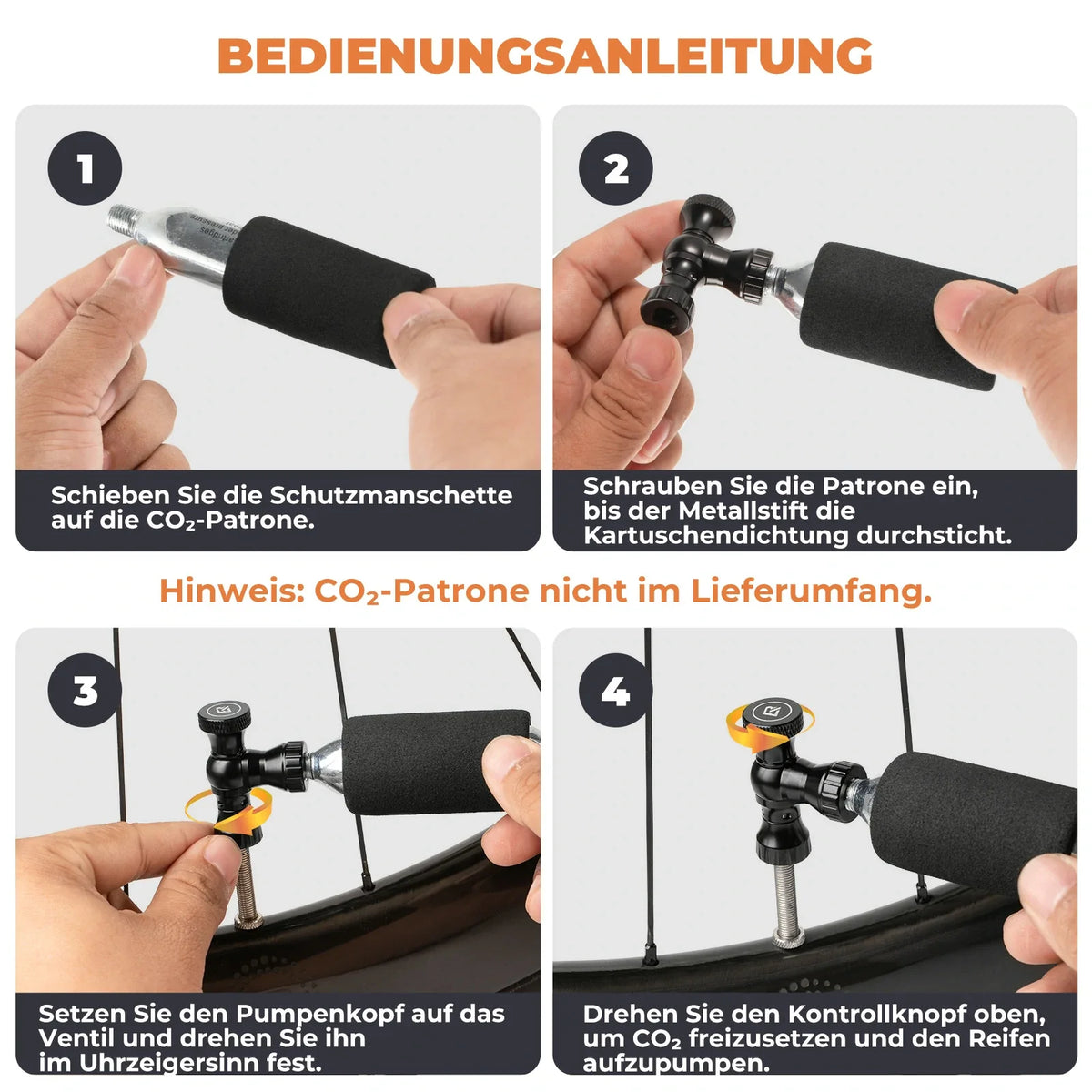 ROCKBROS Mini Bomba de Bicicleta con Adaptador CO₂ - Portátil, Compatible con Presta y Schrader, hasta 80 PSI