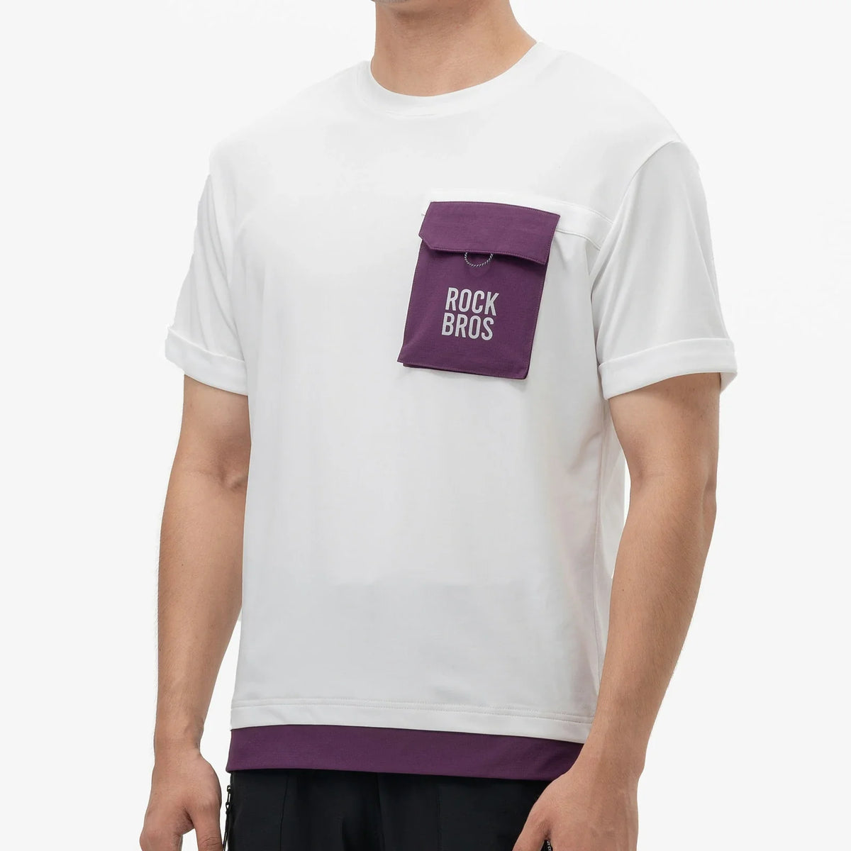 ROCKBROS Maillota de ciclismo de montaña manga corta hombre con bolsillo pectoral magnético