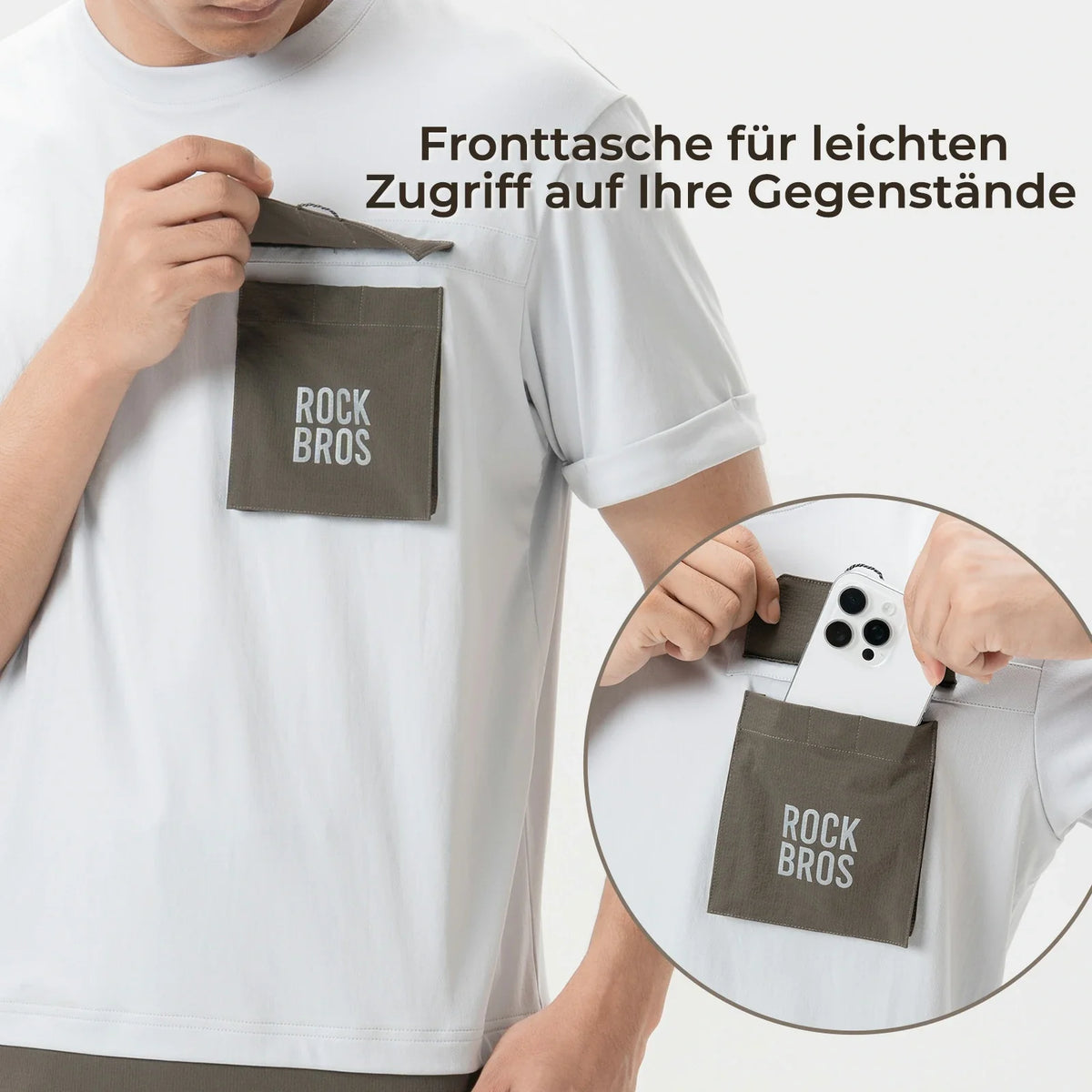 ROCKBROS Maillota de ciclismo de montaña manga corta hombre con bolsillo pectoral magnético