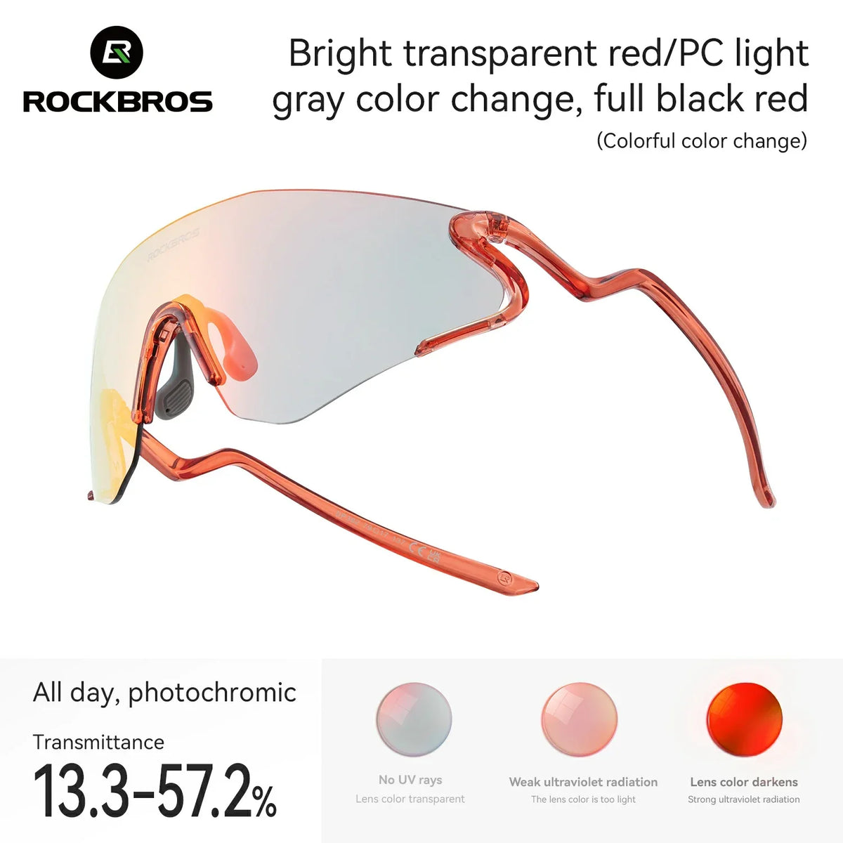 ROCKBROS Gafas de sol fotocromáticas para bicicleta con protección UV400