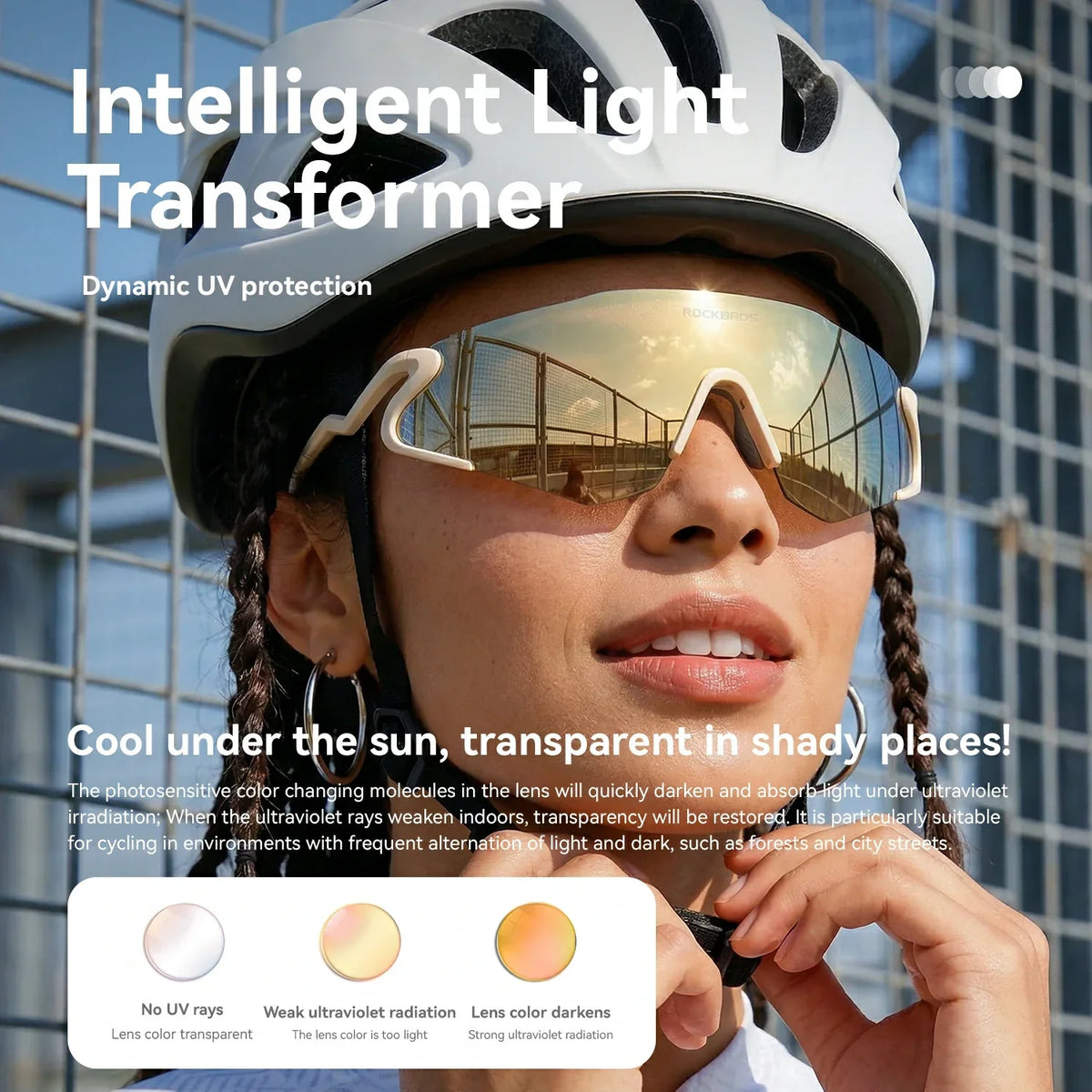 ROCKBROS Gafas de sol fotocromáticas para bicicleta con protección UV400