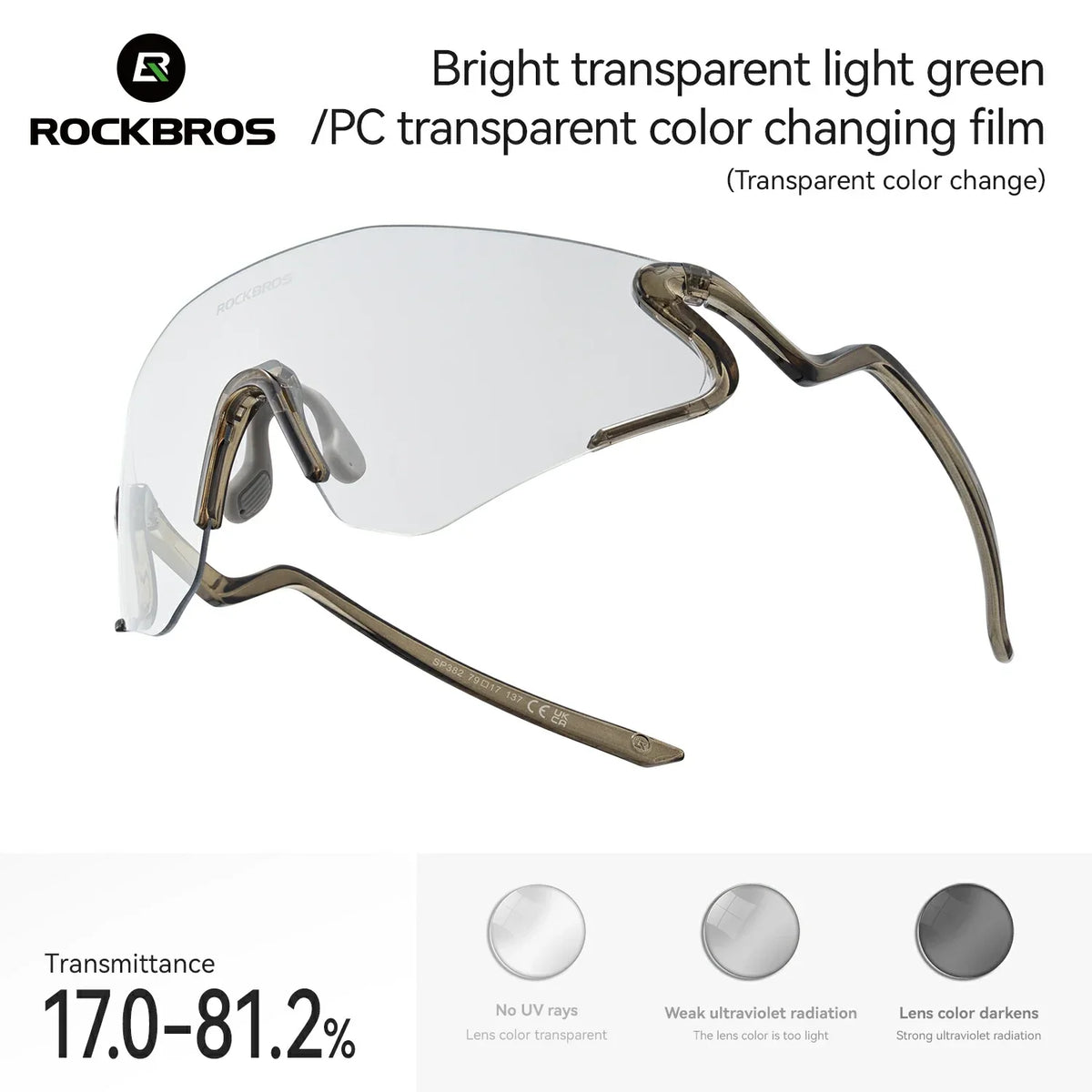 ROCKBROS Gafas de sol fotocromáticas para bicicleta con protección UV400