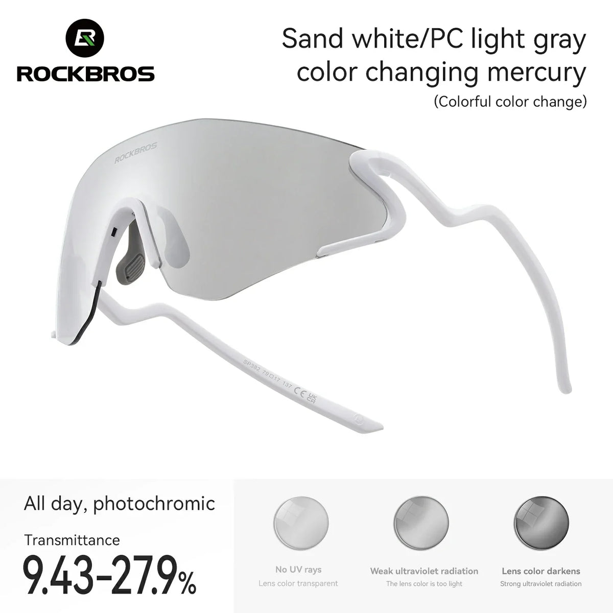 ROCKBROS Gafas de sol fotocromáticas para bicicleta con protección UV400