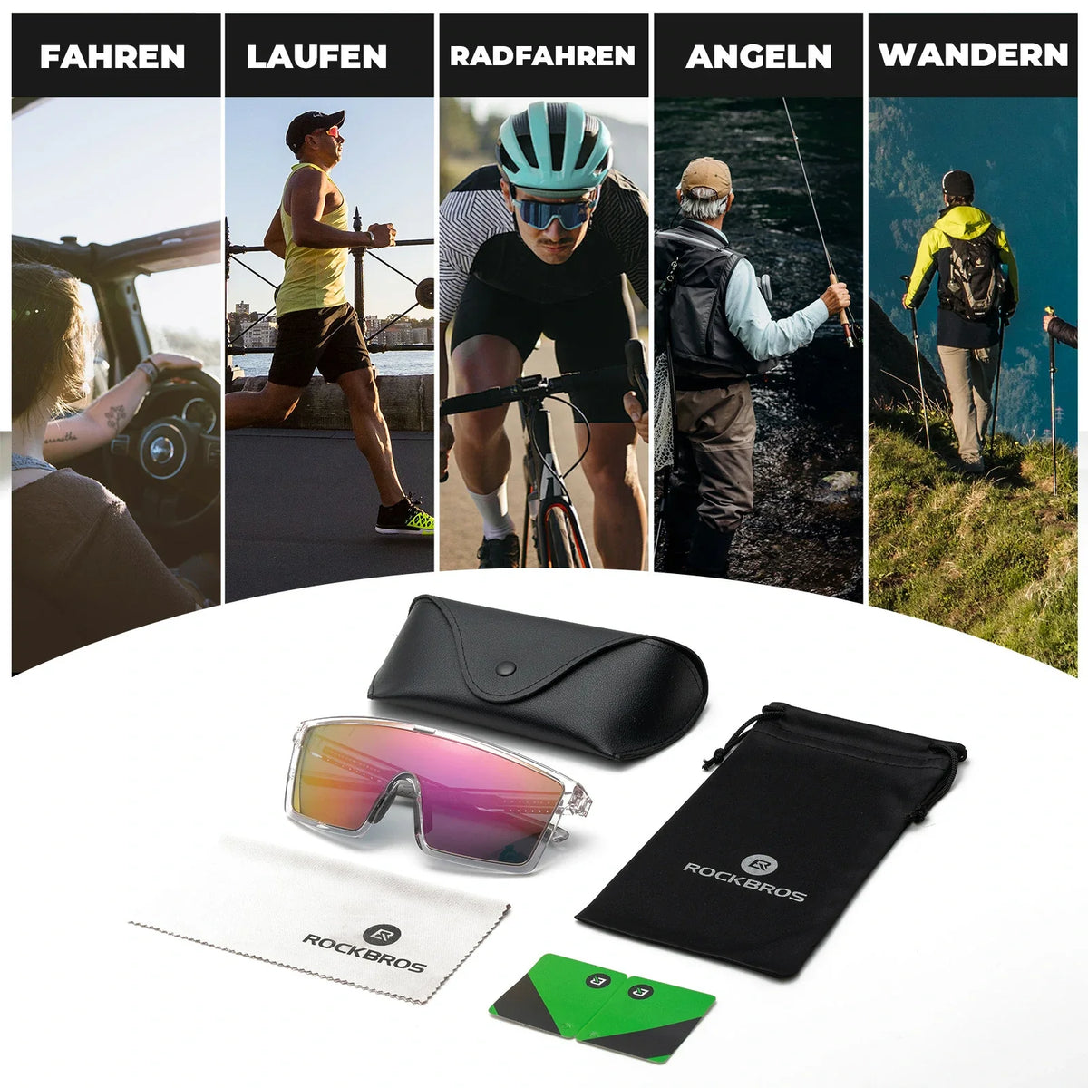 ROCKBROS Gafas de sol polarizadas para ciclismo, UV400 con montura TR90