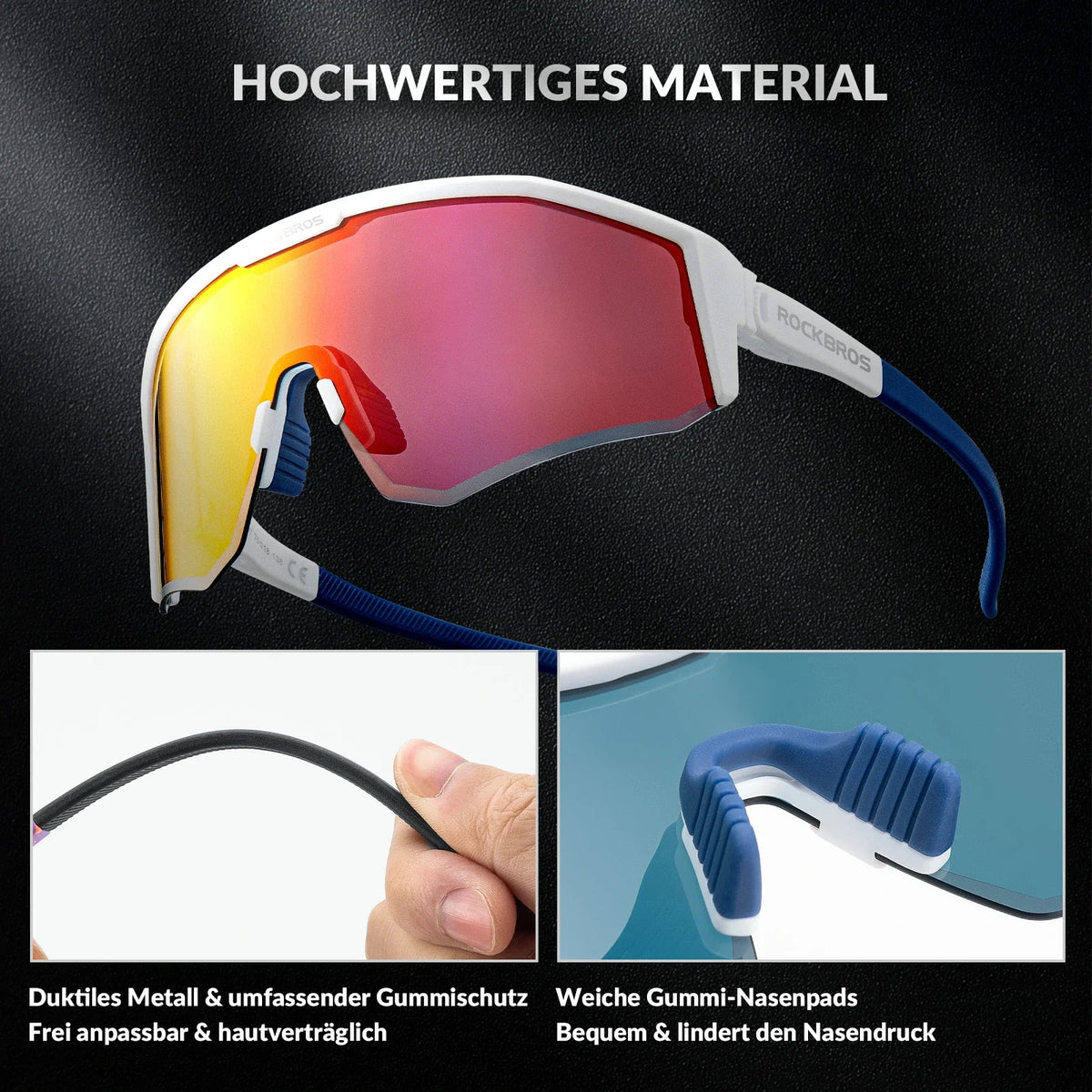 ROCKBROS Gafas de sol polarizadas para bicicleta con patillas ajustables