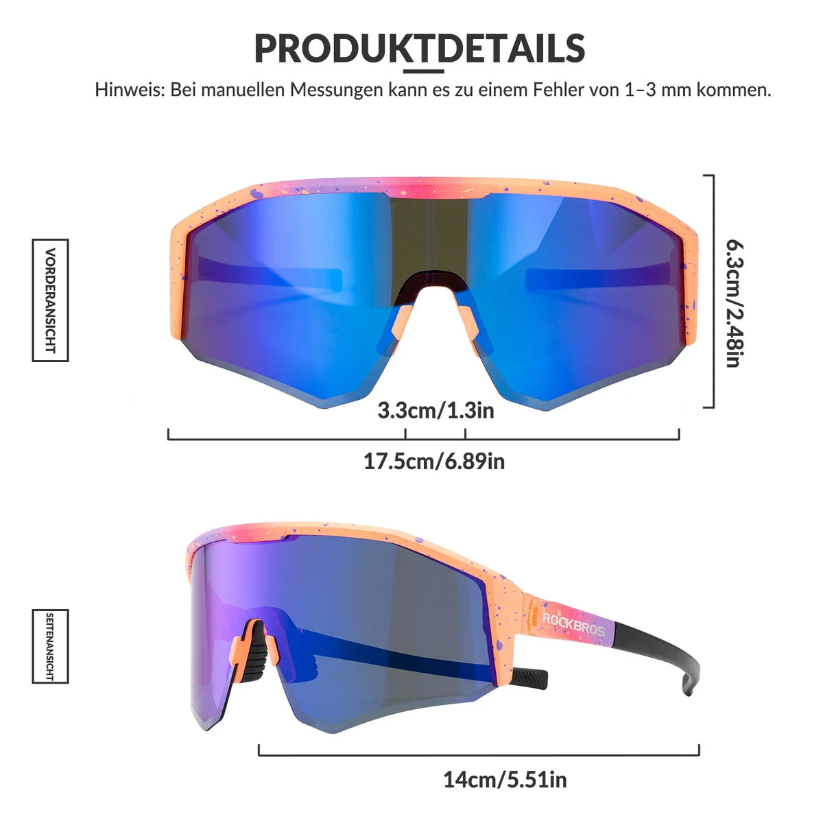 ROCKBROS Gafas de sol polarizadas para bicicleta con patillas ajustables