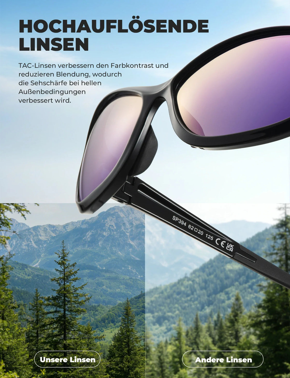ROCKBROS Gafas de Sol Deportivas Polarizadas SP394 Ultralight & UV400