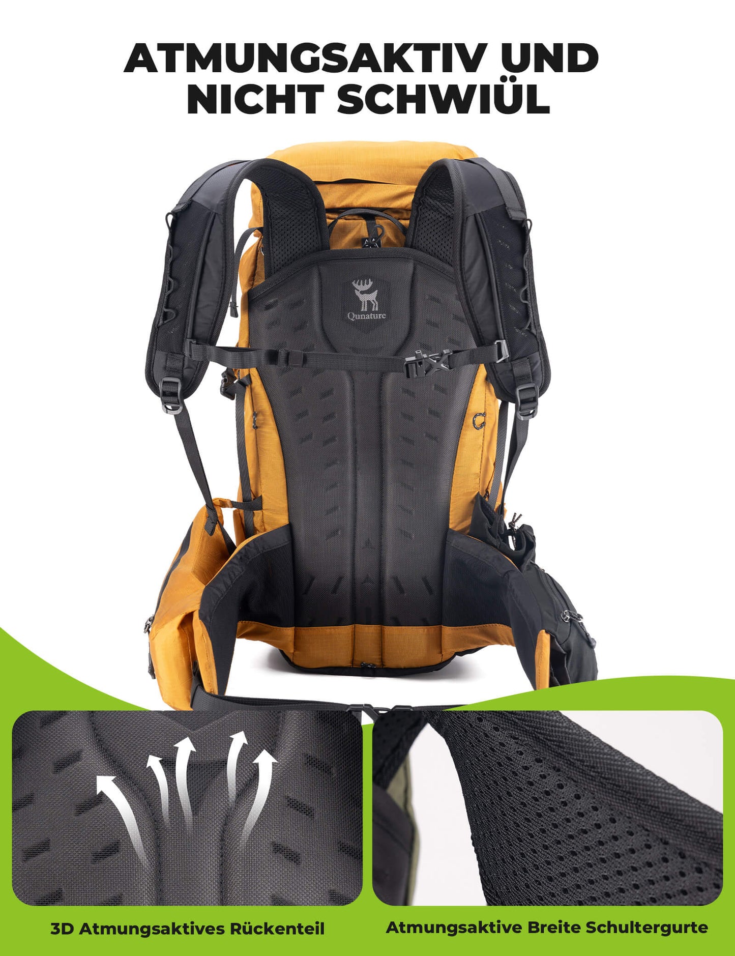Mochila de senderismo transpirable de 25 l, con bolsillo desmontable y acceso lateral Quantature