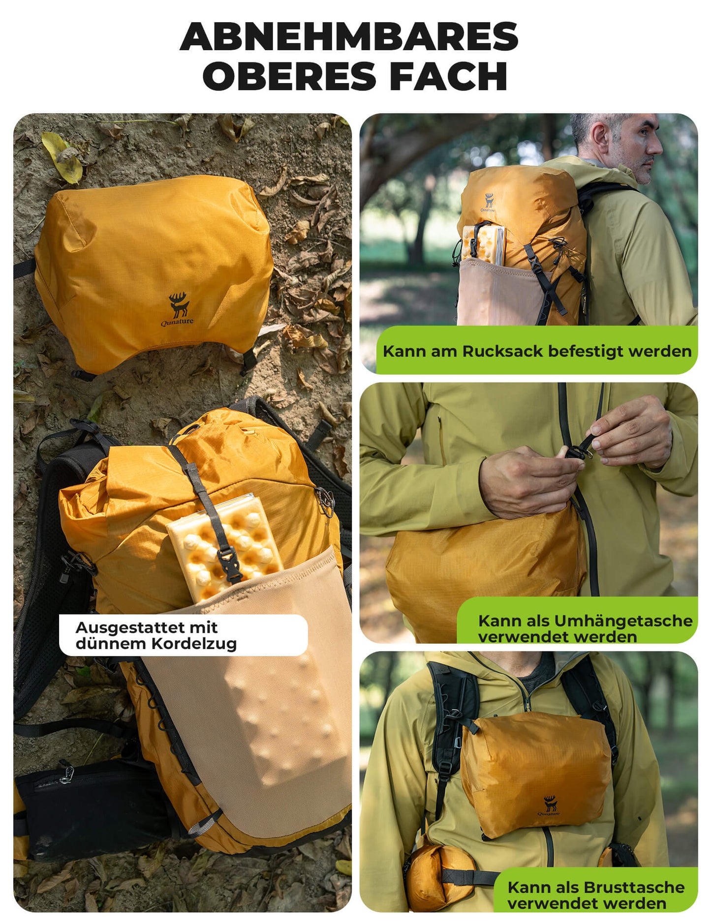 Mochila de senderismo transpirable de 25 l, con bolsillo desmontable y acceso lateral Quantature