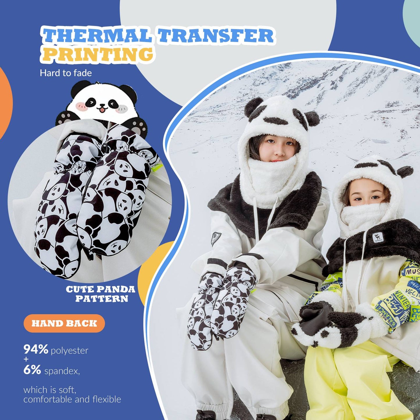 Guantes para niños resistentes al viento, impermeables y cálidos para la nieve y el esquí.