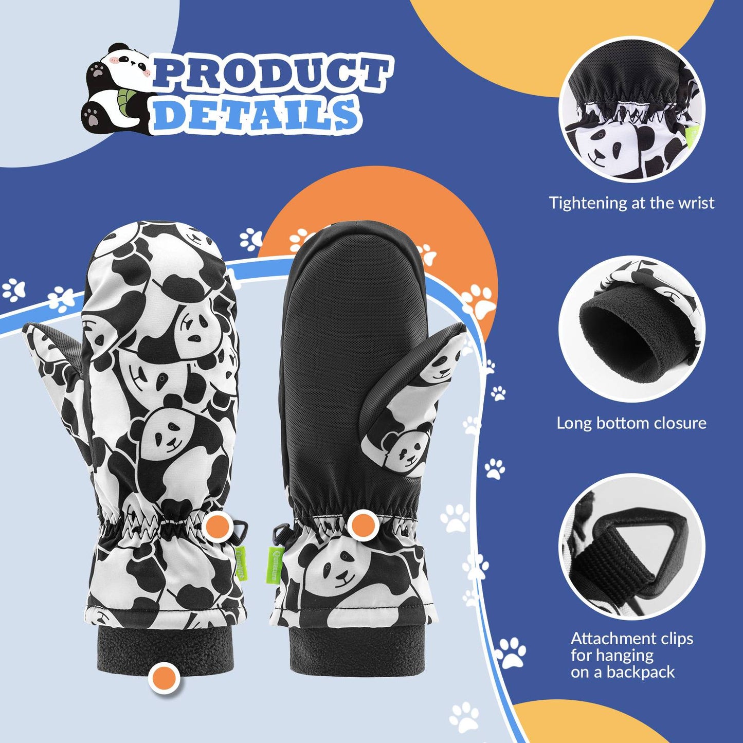 Guantes para niños resistentes al viento, impermeables y cálidos para la nieve y el esquí.