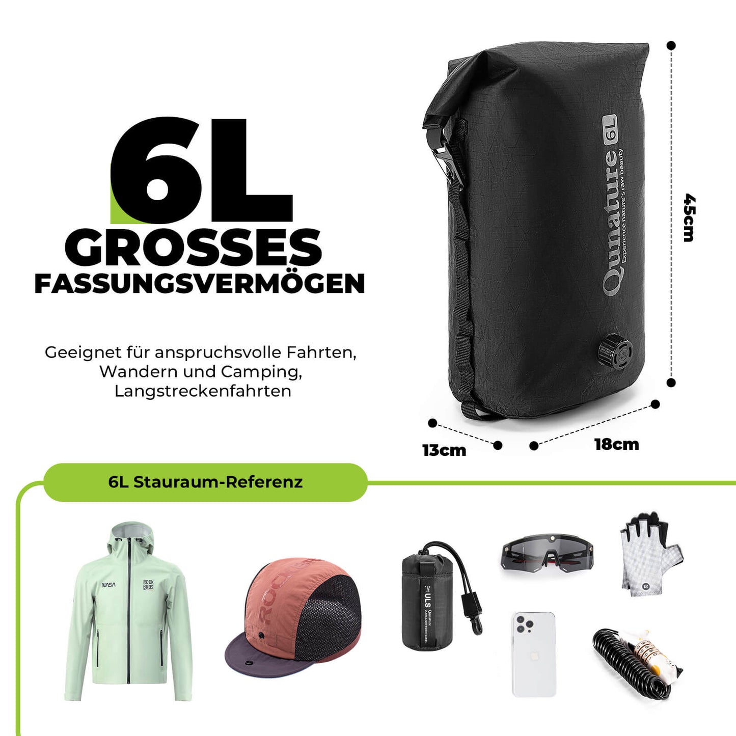 Bolsa de manillar 6L/12L Impermeable y ligera para bicicleta y actividades al aire libre Quantue