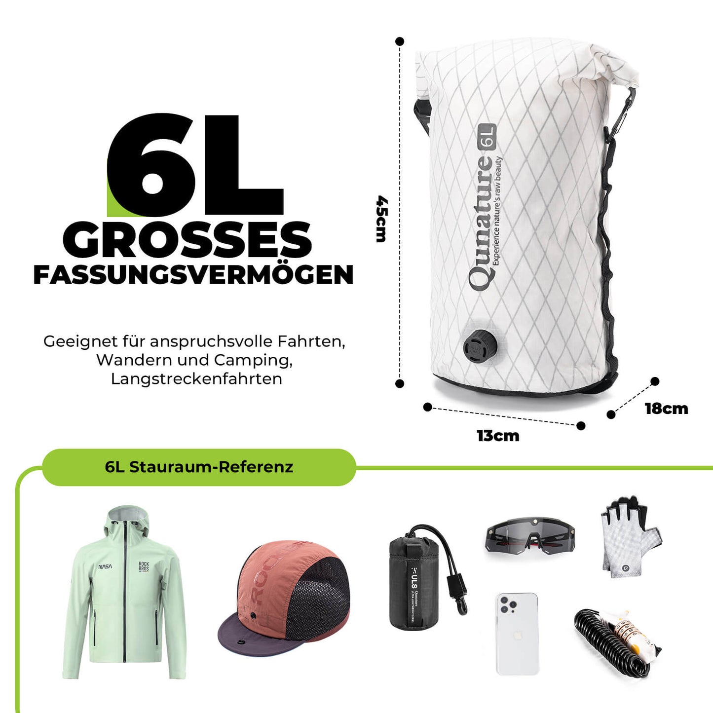 Bolsa de manillar 6L/12L Impermeable y ligera para bicicleta y actividades al aire libre Quantue