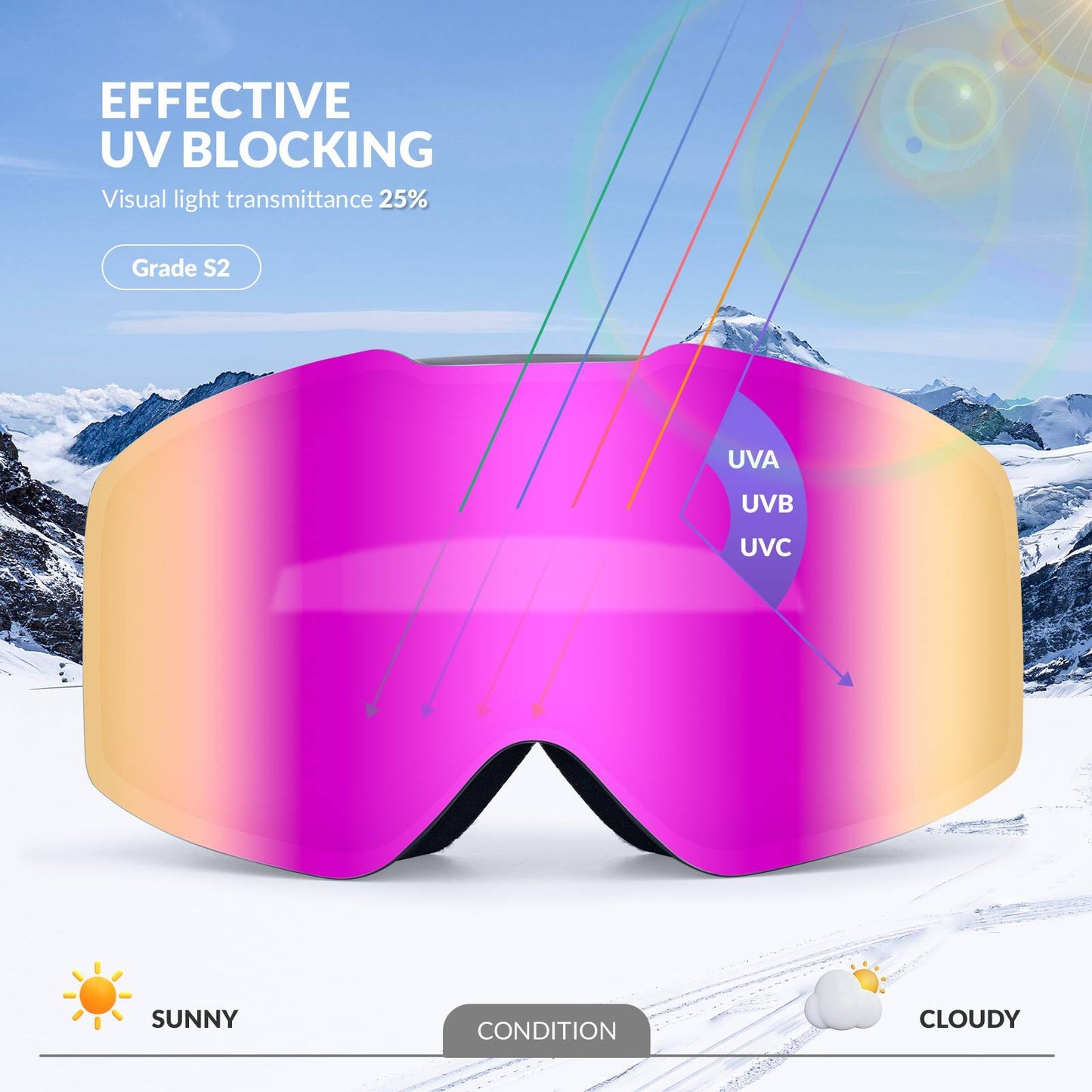 Gafas de esquí antivaho UV400 Qunature