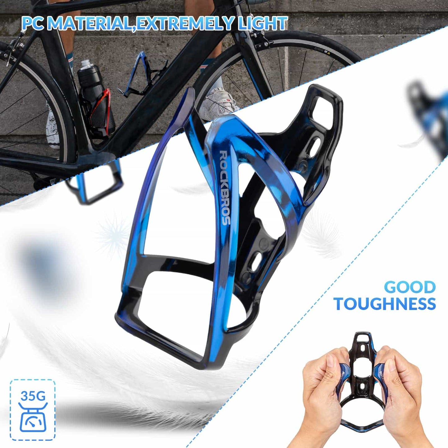Portabidón ligero para bicicleta de PC de 35 g ROCKBROS