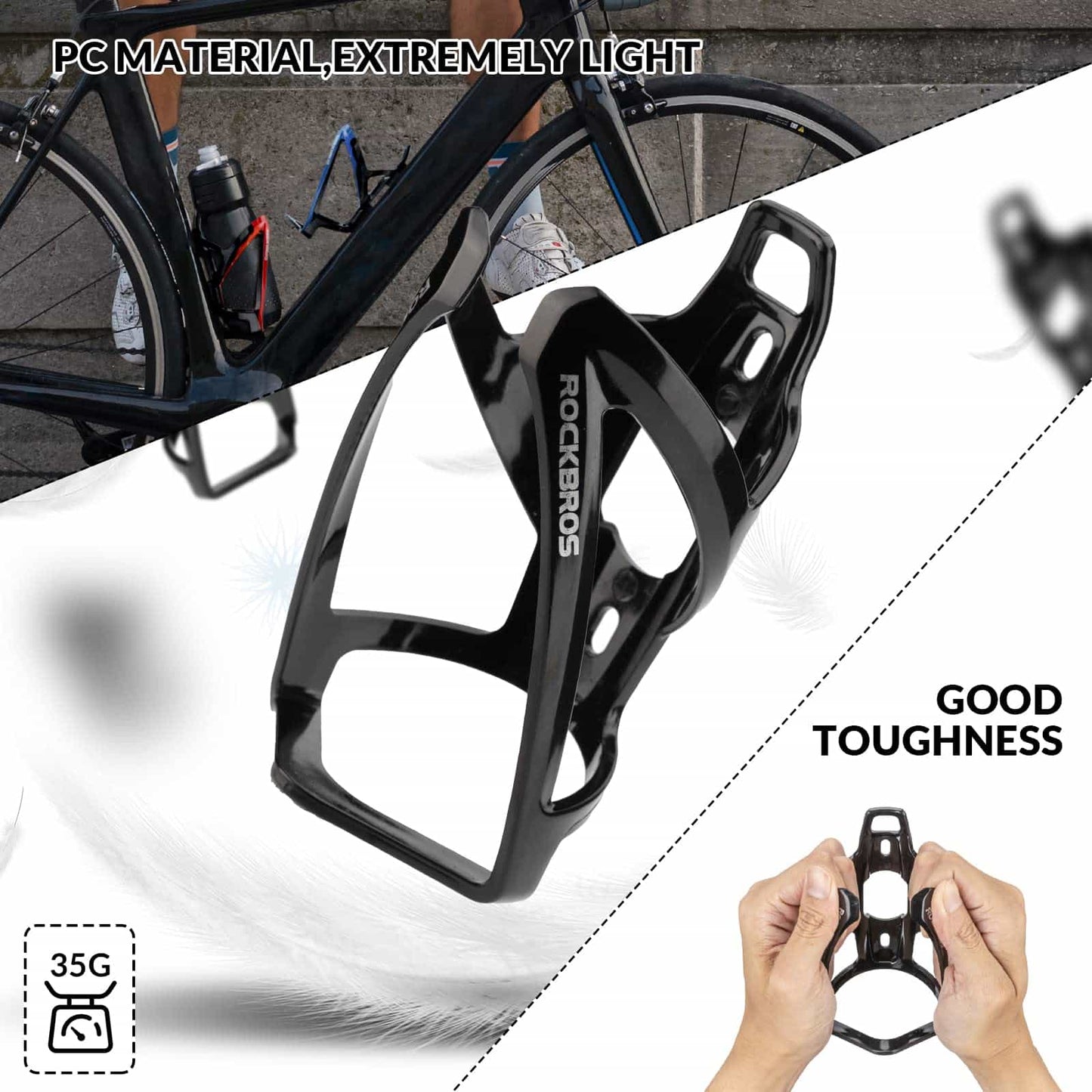 Portabidón ligero para bicicleta de PC de 35 g ROCKBROS
