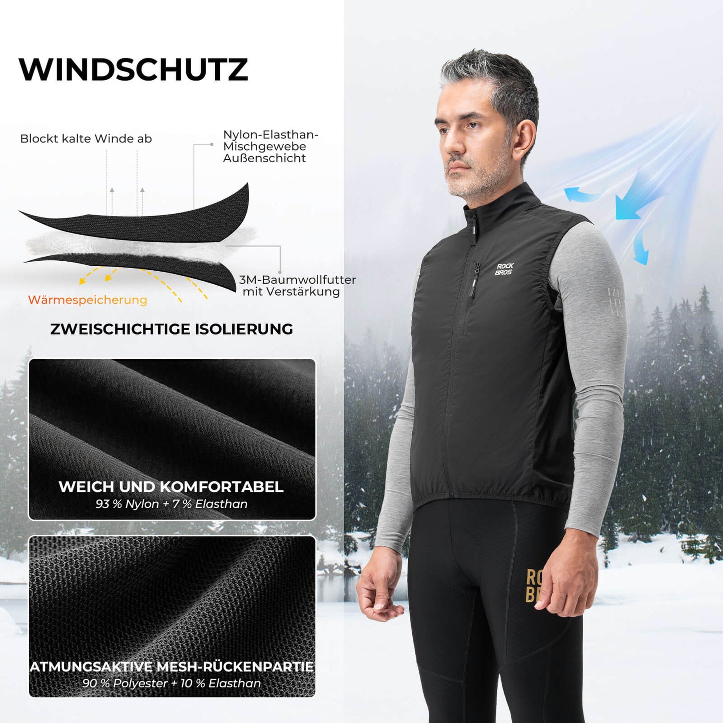 Chaleco de ciclismo sin mangas, chaqueta de ciclismo, plegable, transpirable, ROCKBROS