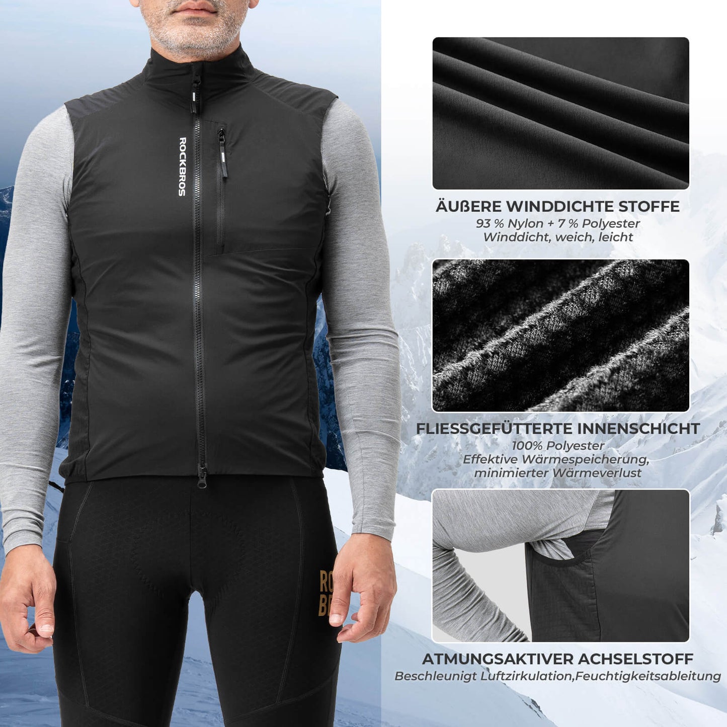 Chaleco de ciclismo sin mangas, resistente al viento, plegable y transpirable ROCKBROS