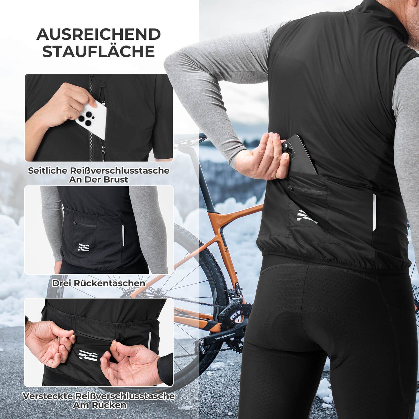 Chaleco de ciclismo sin mangas, resistente al viento, plegable y transpirable ROCKBROS