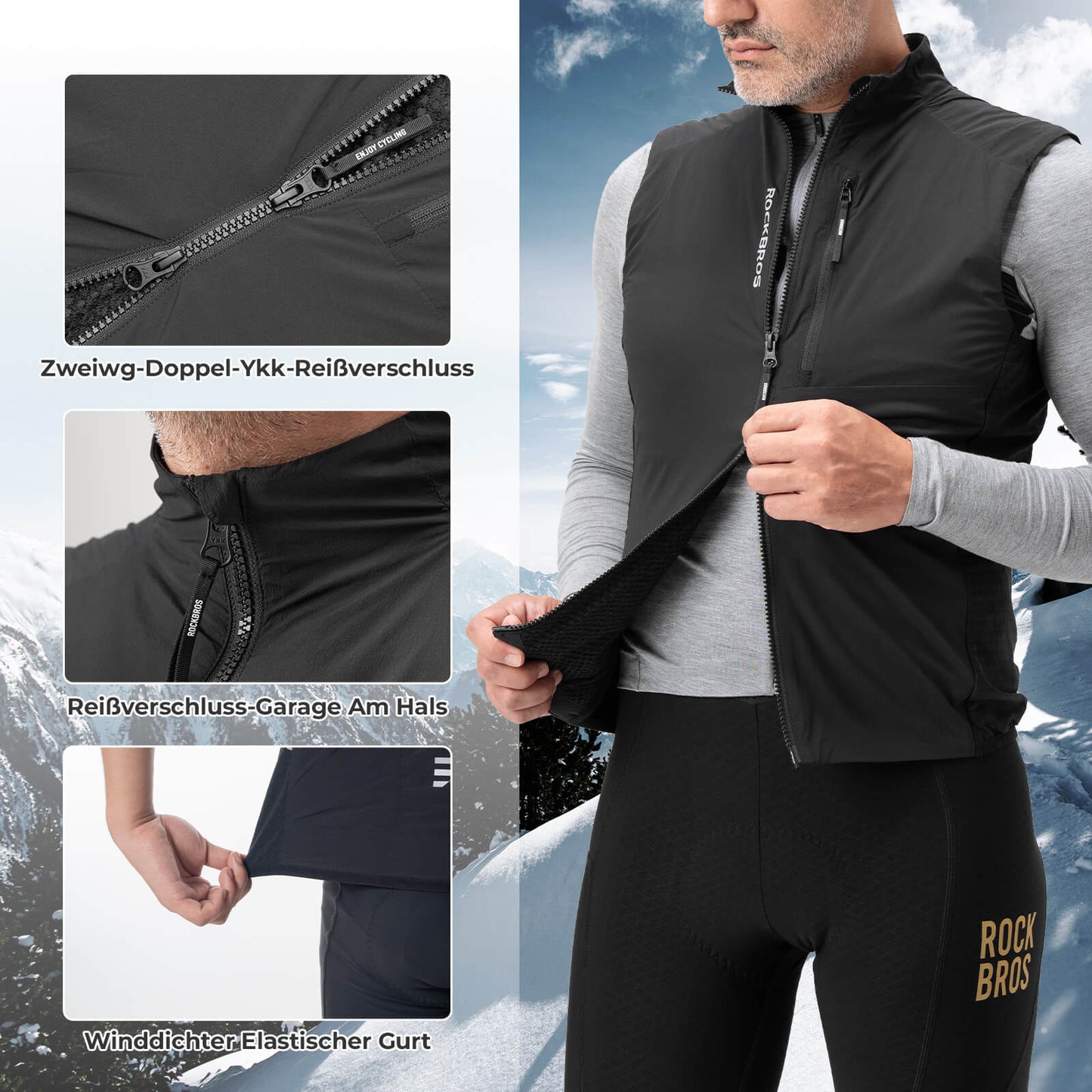 Chaleco de ciclismo sin mangas, resistente al viento, plegable y transpirable ROCKBROS