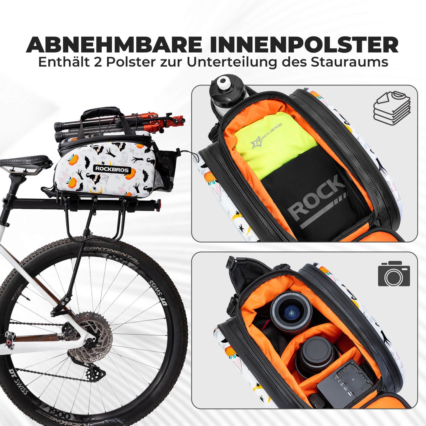 Bolsa para alforjas de bicicleta 17-35L con funda para lluvia ROCKBROS