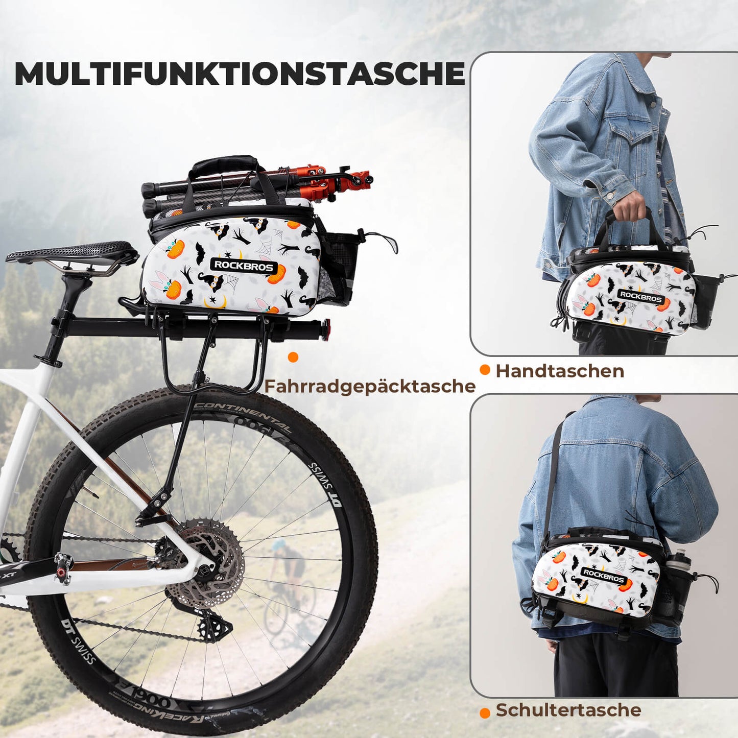 Bolsa para alforjas de bicicleta 17-35L con funda para lluvia ROCKBROS