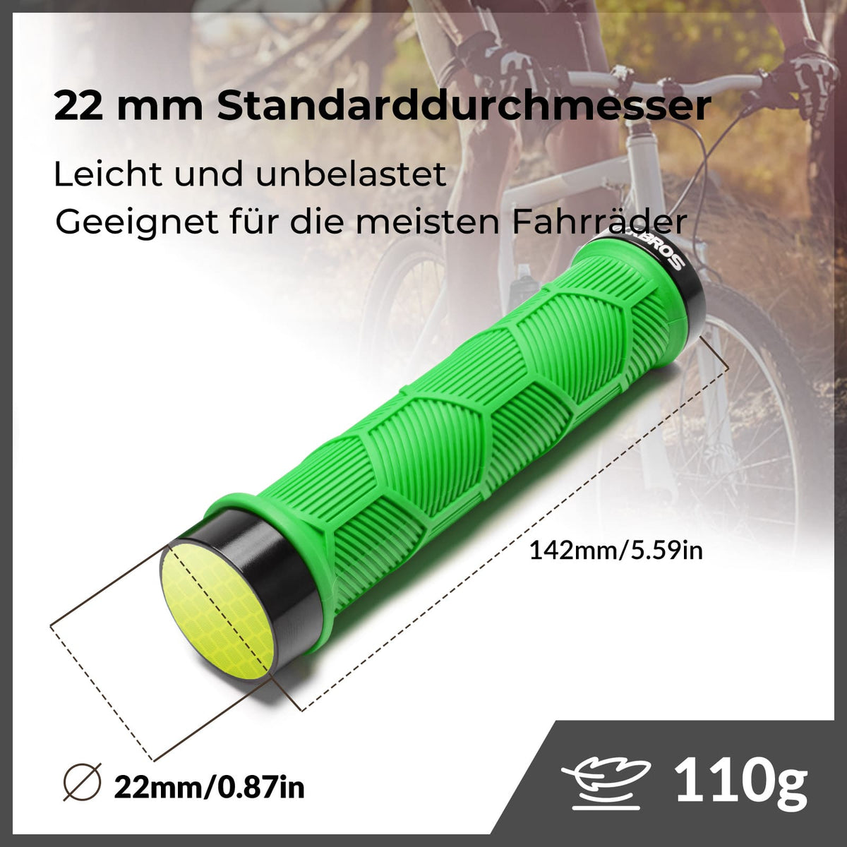ROCKBROS Puños de manillar para bicicleta con doble cierre para manillares de 22,2mm