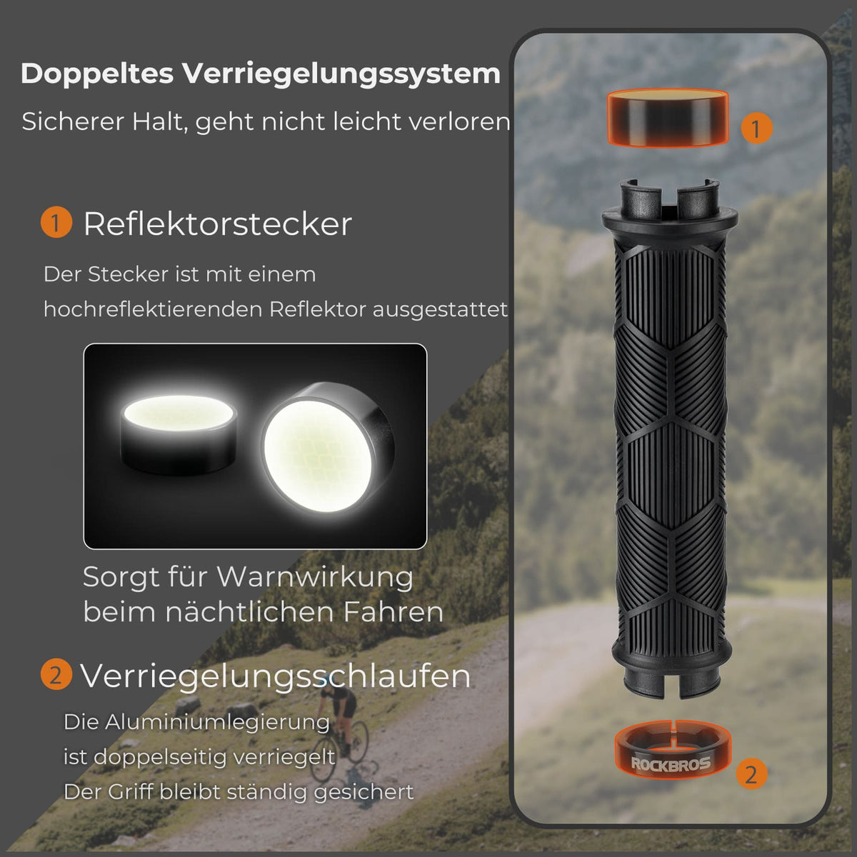 ROCKBROS Puños de manillar para bicicleta con doble cierre para manillares de 22,2mm