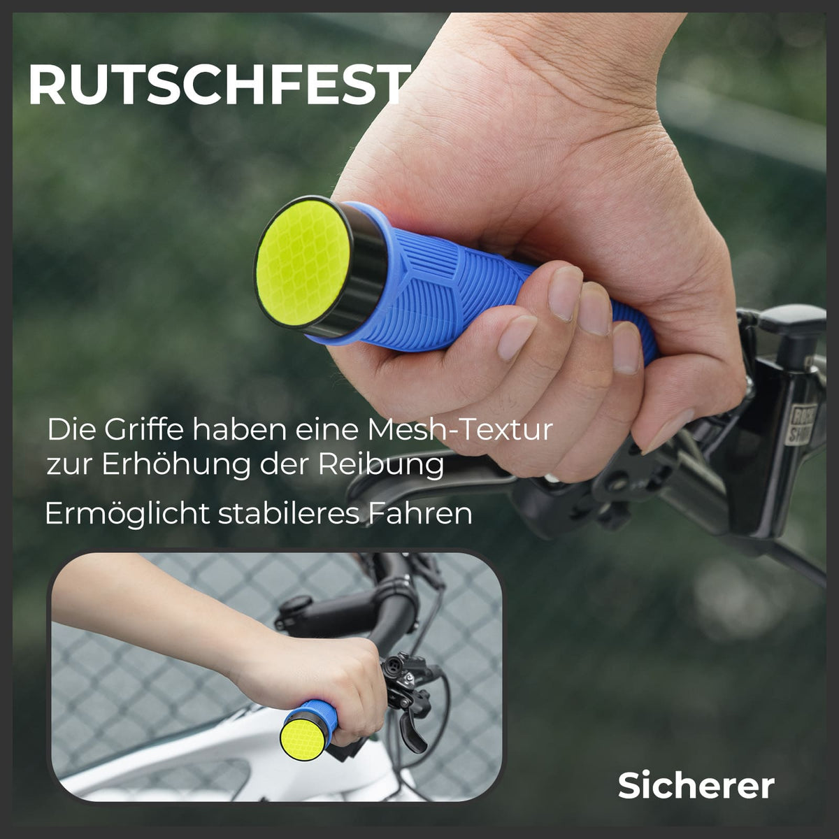 ROCKBROS Puños de manillar para bicicleta con doble cierre para manillares de 22,2mm