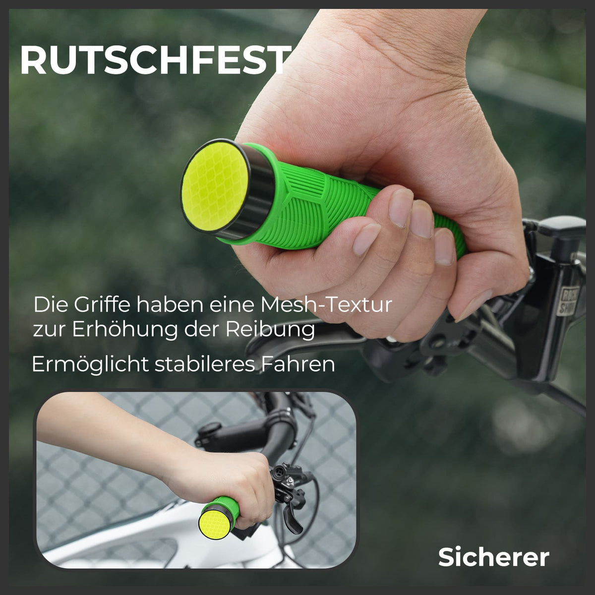 ROCKBROS Puños de manillar para bicicleta con doble cierre para manillares de 22,2mm
