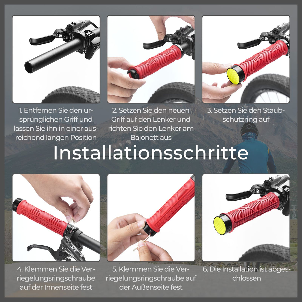 ROCKBROS Puños de manillar para bicicleta con doble cierre para manillares de 22,2mm