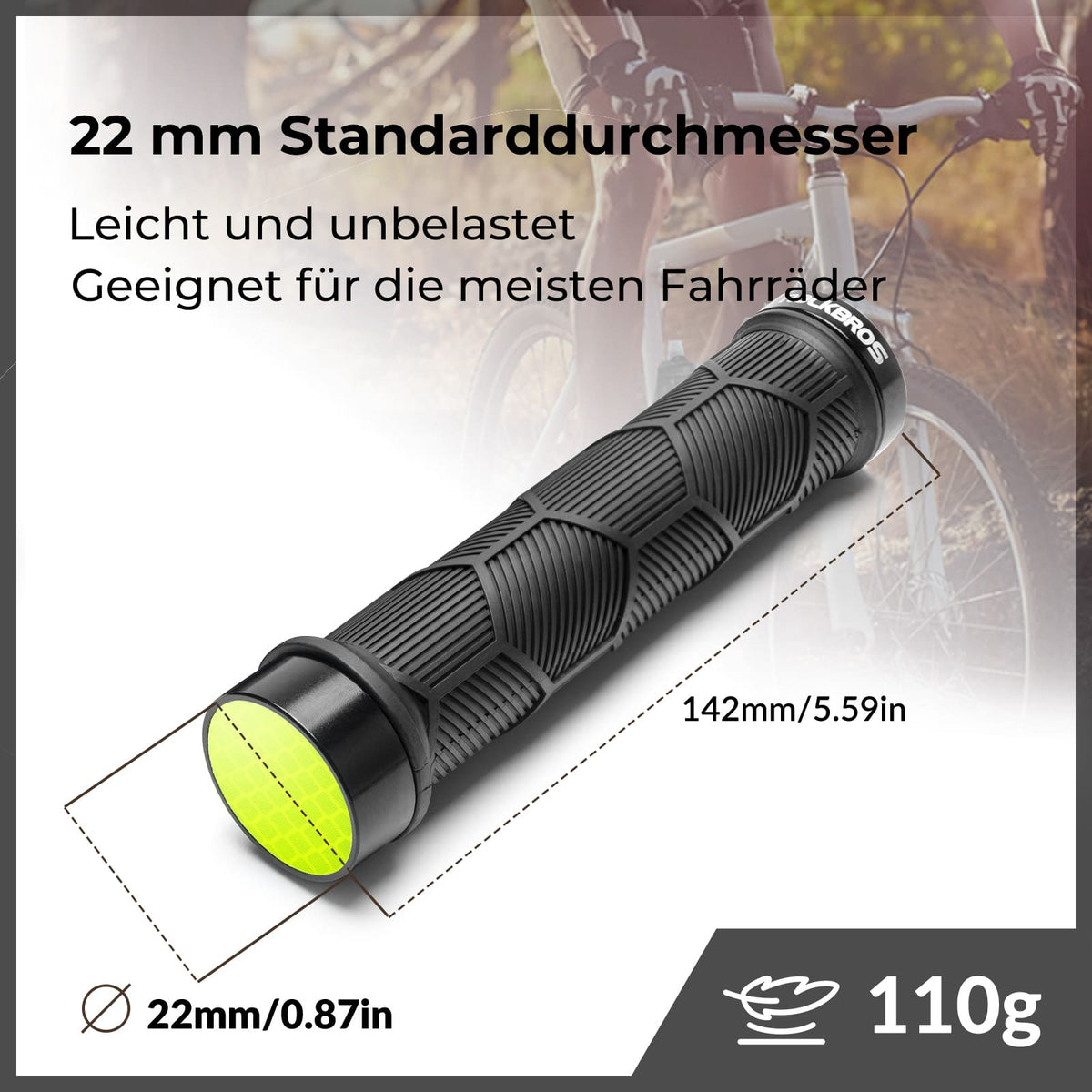 ROCKBROS Puños de manillar para bicicleta con doble cierre para manillares de 22,2mm