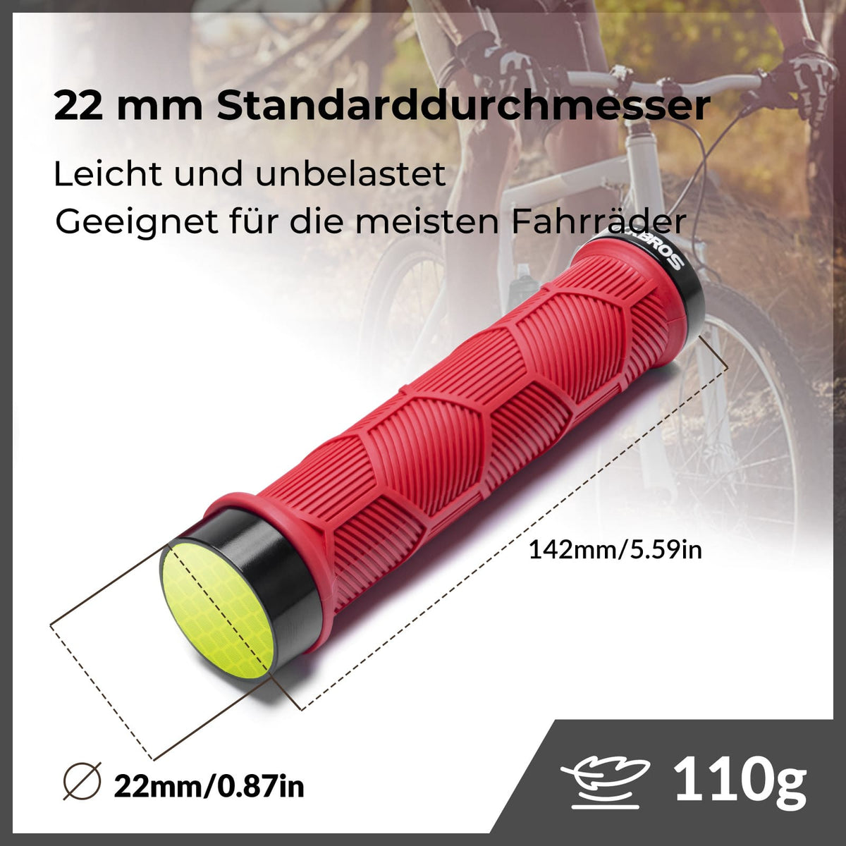 ROCKBROS Puños de manillar para bicicleta con doble cierre para manillares de 22,2mm