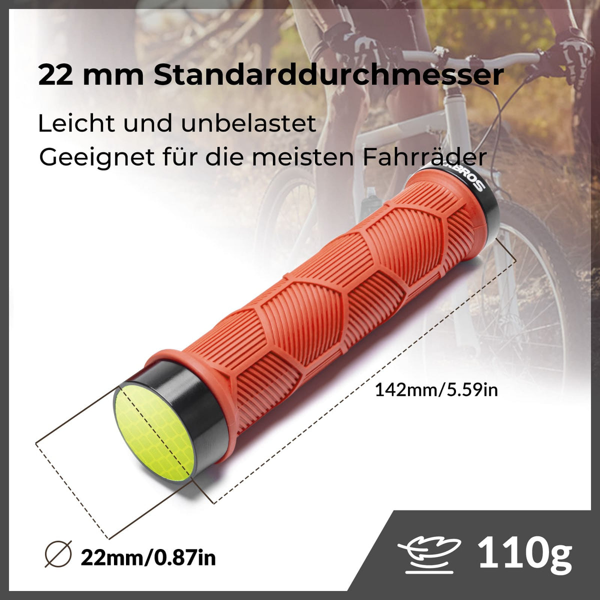 ROCKBROS Puños de manillar para bicicleta con doble cierre para manillares de 22,2mm