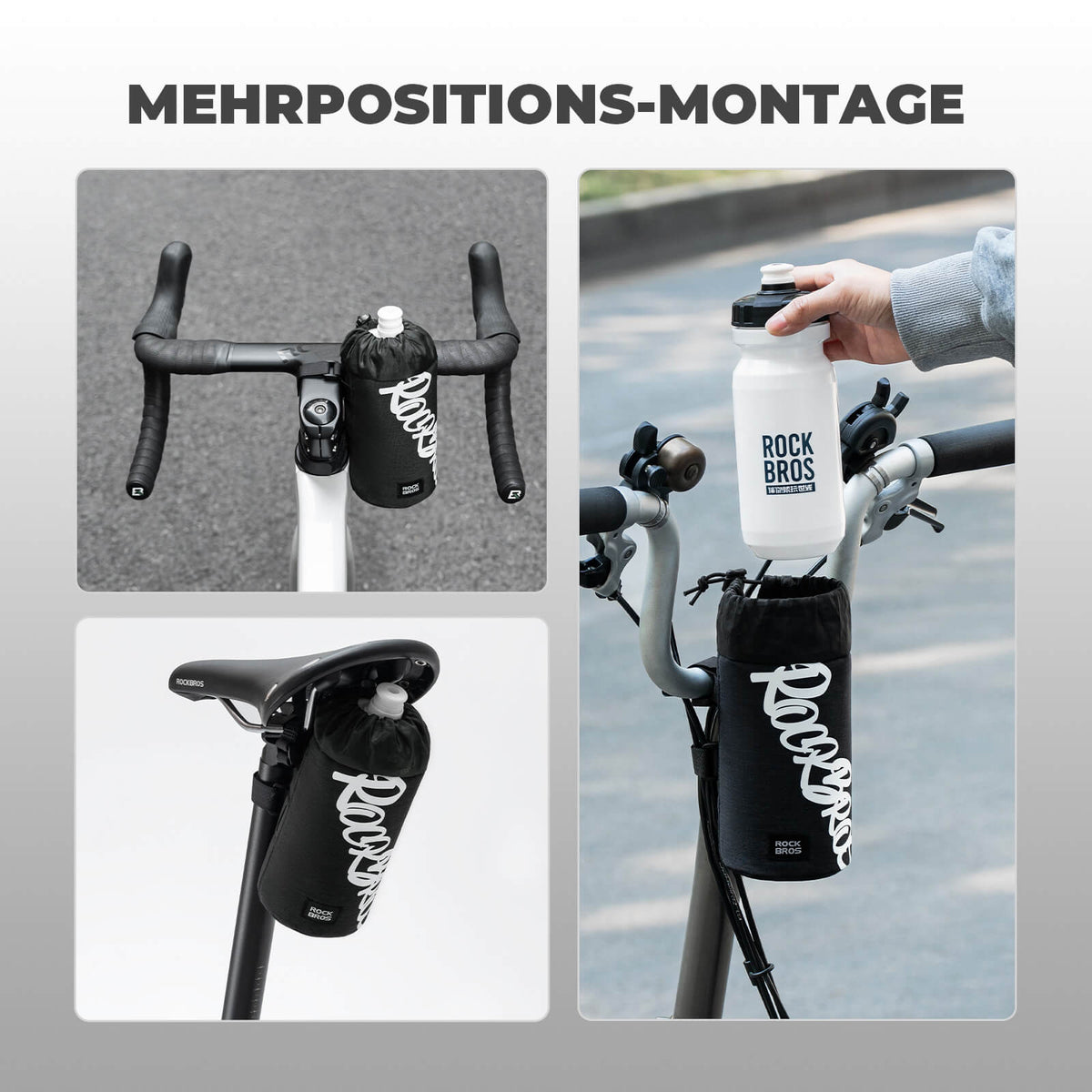ROCKBROS Bolsa de Manillar para Bicicleta Mini 1L para Botellas de Bebida Ø9 cm