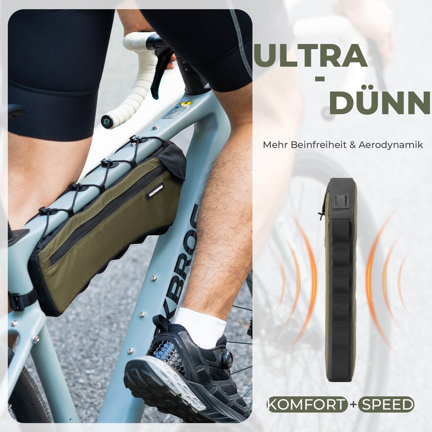 Bolsa para cuadro de bicicleta, bolsa triangular, 1,9 L, ultrafina y de acceso rápido, ROCKBROS