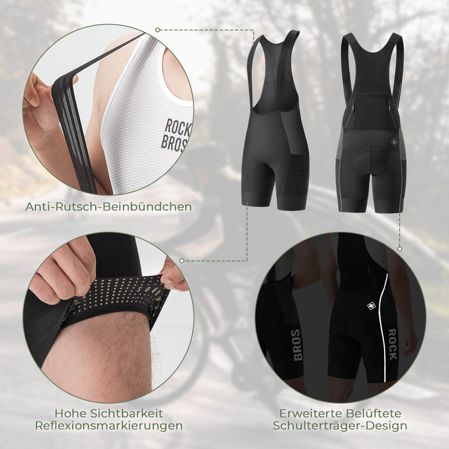 Culotte de ciclismo con tirantes, de alta resistencia y transpirable con 5 bolsillos, ROCKBROS