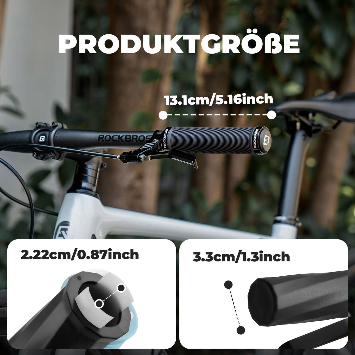 Puños de bicicleta, antideslizantes, mecanismo de doble bloqueo, 22,2 mm, ROCKBROS