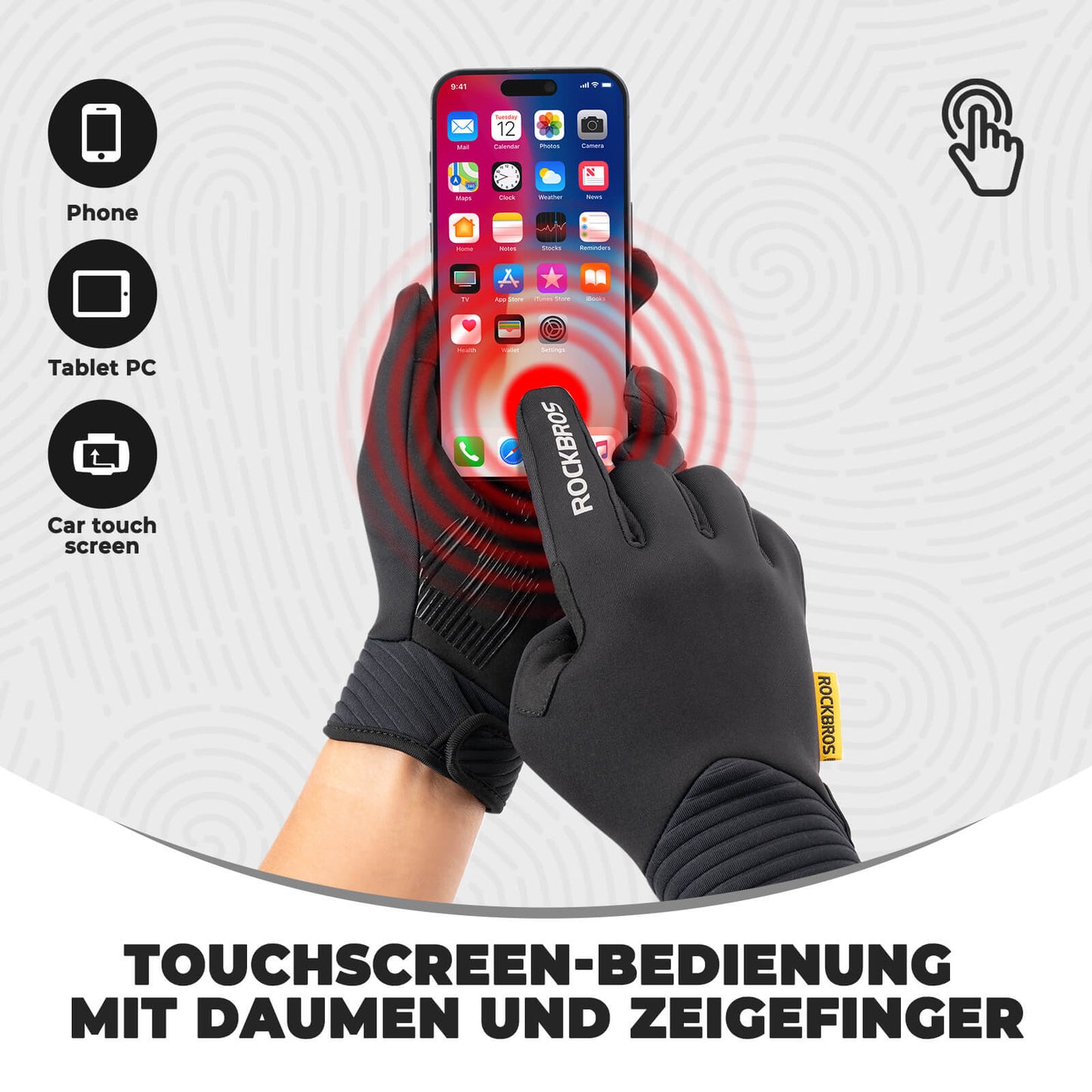 Guantes de ciclismo ROCKBROS compatibles con pantalla táctil con acolchado SBR