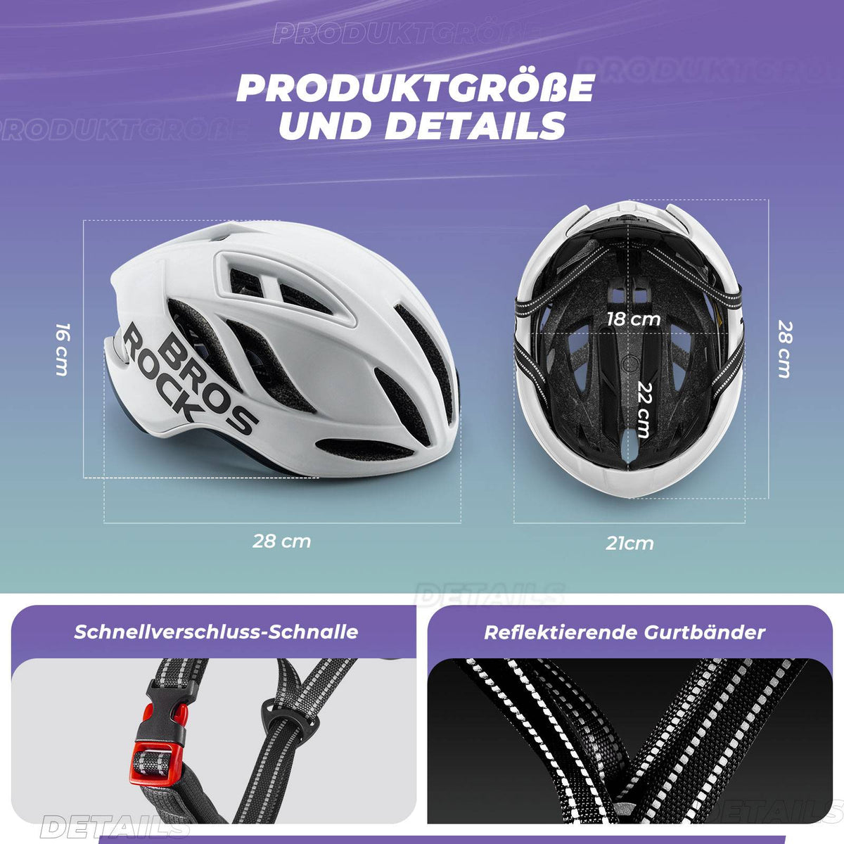 ROCKBROS Casco de bicicleta 58-62cm Ajustable Casco urbano Ventilación Unisex