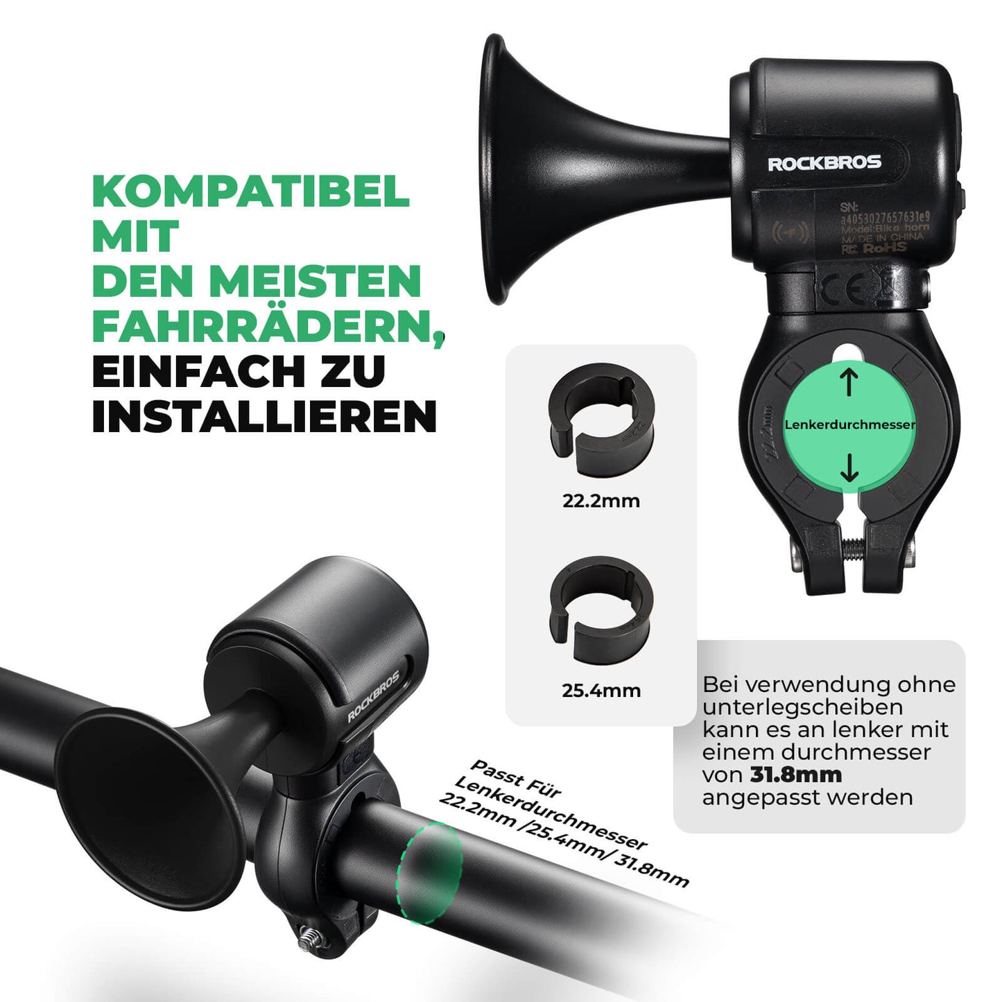 Timbre de bicicleta eléctrico, tono de 120 dB, resistente al agua IPX5, seguimiento de smartphone, ROCKBROS